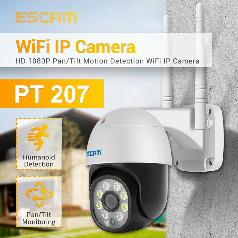 ESCAM PT207 1080P WIFI IP-camera H.265 PTZ Bewegingssensordetectie Tweerichtingsspraak Intelligent D