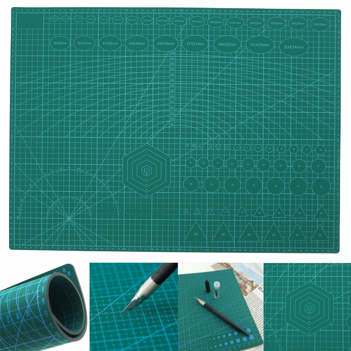 A2 PVC Double Printed Self Healing Cutting Mat Craft Quilting Scrapbooking Board, Banggood  - buy with discount