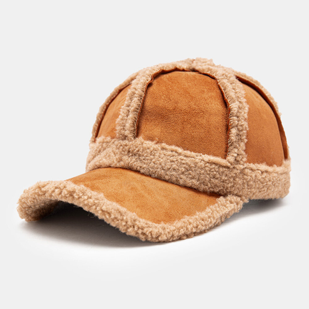 Men Baseball Cap Wool Suede Patchwork Thickened Warmth Windproof All-match Ivy Cap for Women