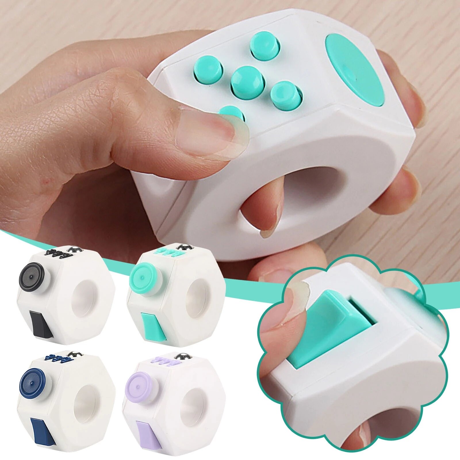 

Decompression Fidget Rings Toy Press Magic Anti Stress Cube EDC Hand For Autism ADHD Anxiety Relief Focus Kids Anti-Stre