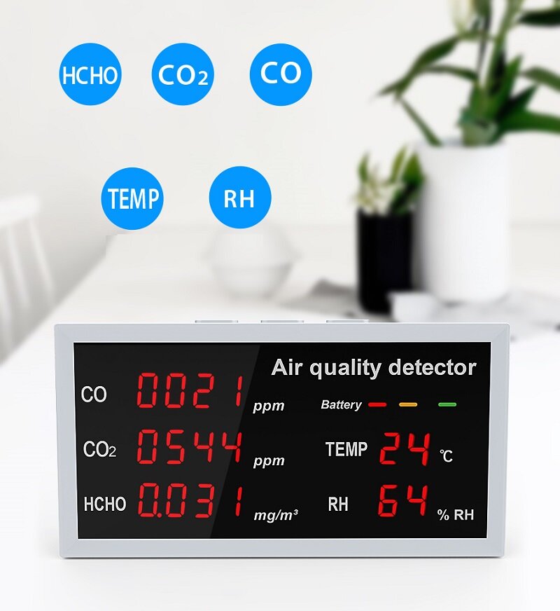 

CO CO2 HCHO Temperature Humidity Tester Detector LED Digital Air Quality Monitor Indoor Outdoor Gas Analyzer