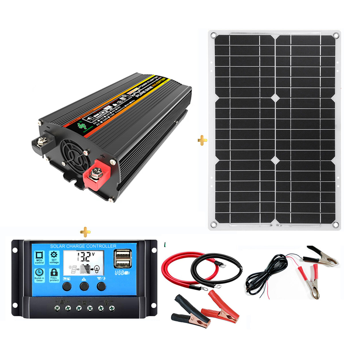 

8000W Solar Inverter Kit Solar Power System With 18W Solar Panel 30A Solar Controller for Camping RV Travel Hunting Fish