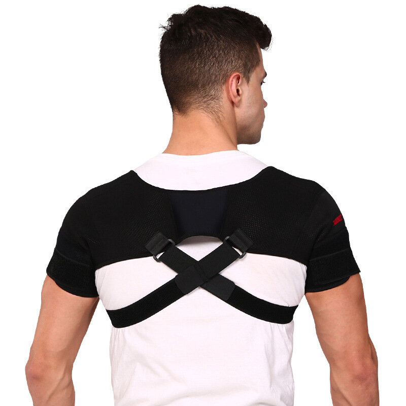 AOLIKES Double Shoulder Brace Adjustable Sports Shoulder SupportDouble Bandage Cross Compression Breathable Protection