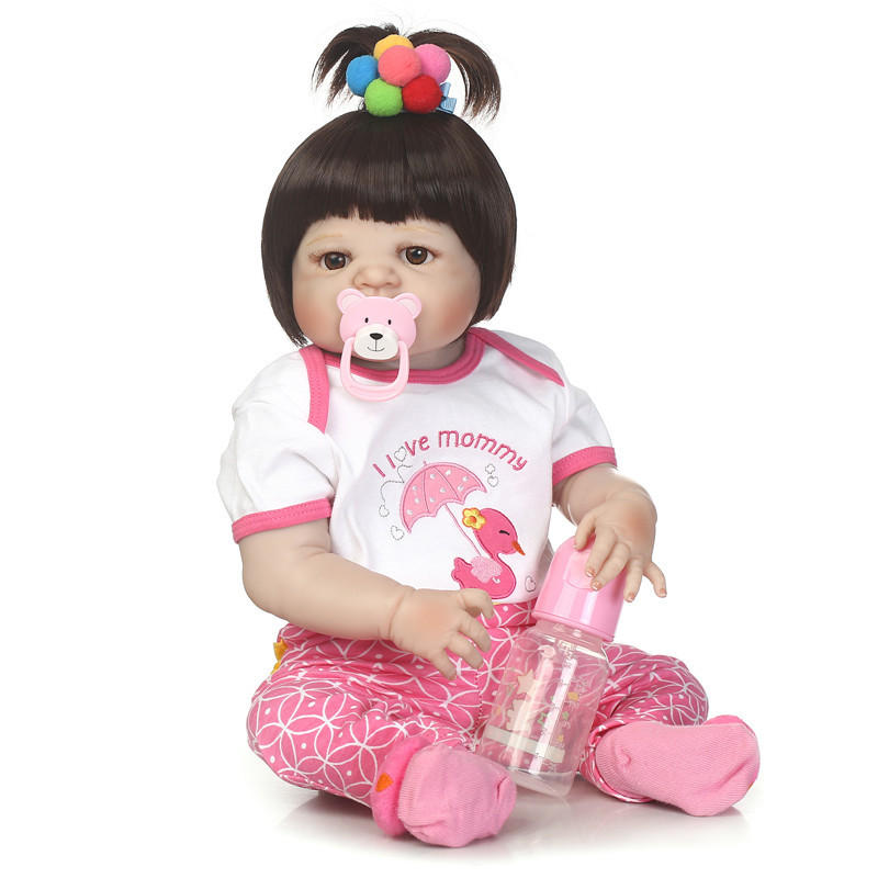 

NPK 23inch Soft Cloth Body Silicone Reborn Lifelike Baby Doll Girl Bebe Alive Christmas Gift