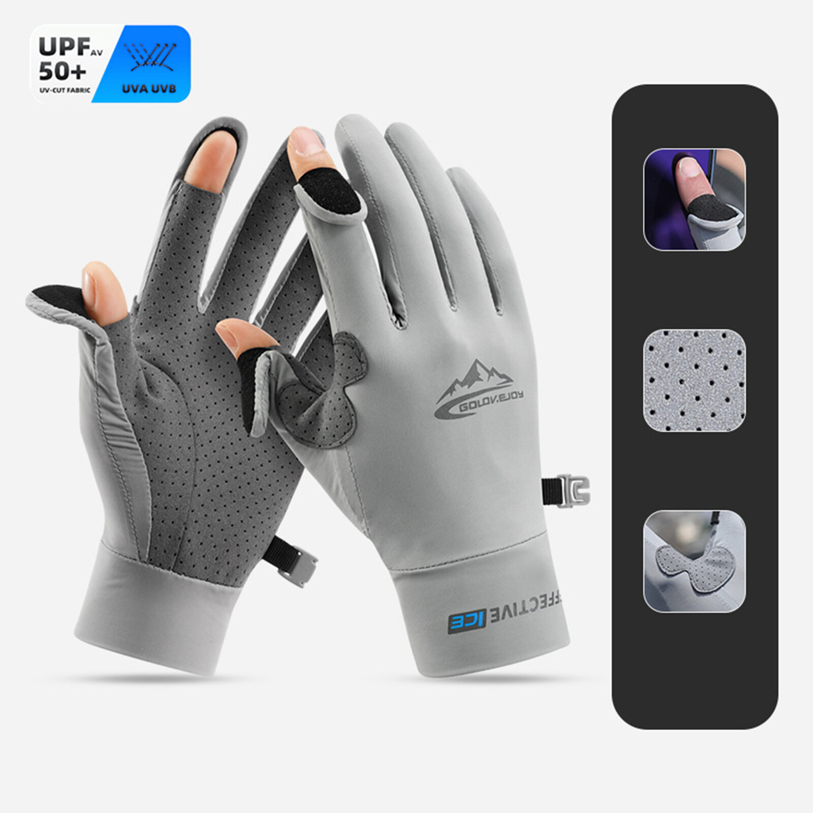 Jassy Neutral Ice Silk Screen Wear-resistant Non-slip Outdoor Riding Fishing Sunscreen Gloves