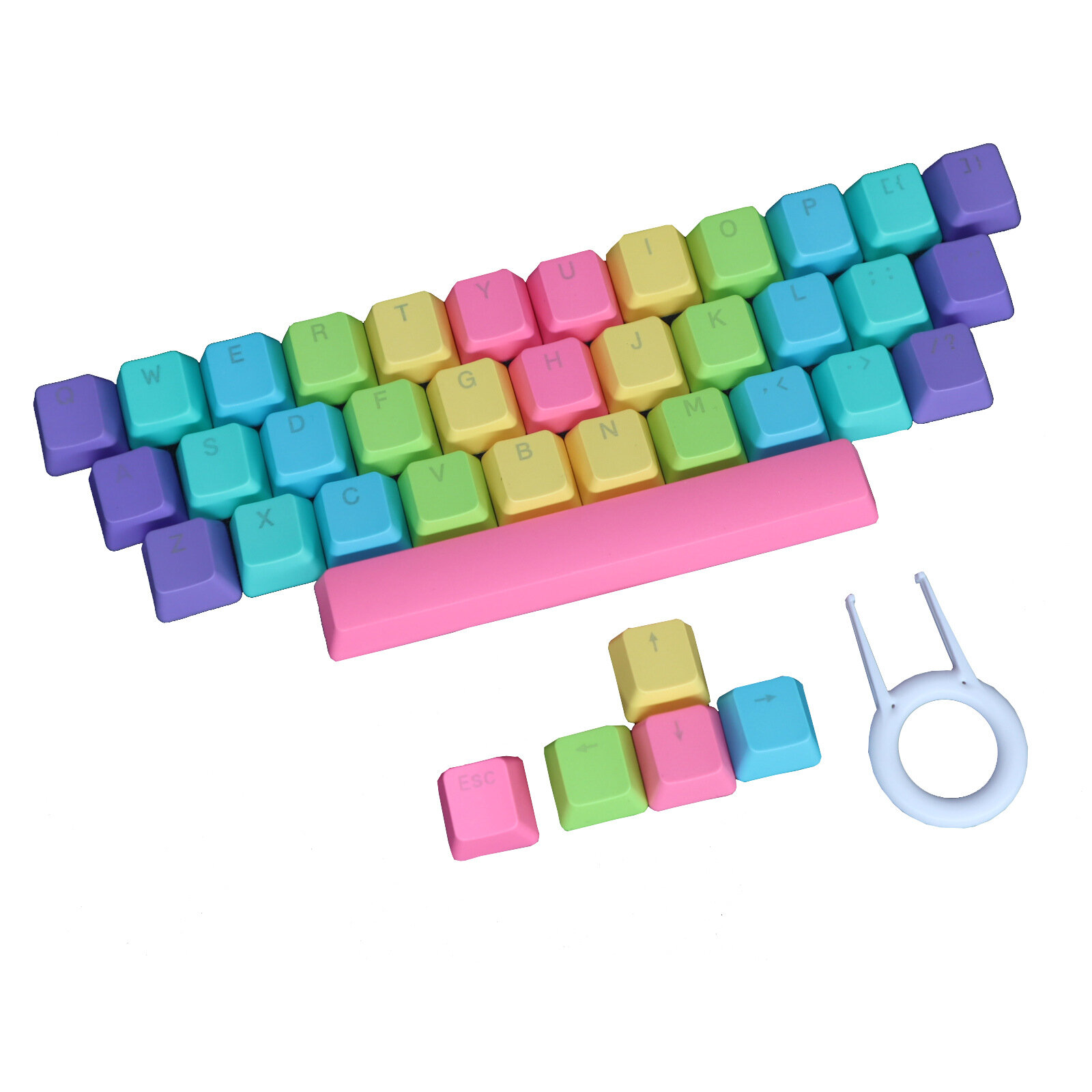 XUNSVFOX 39 toetsen Rainbow Color PBT Keycap Set OEM Profile Sublimation Keycaps voor mechanische to