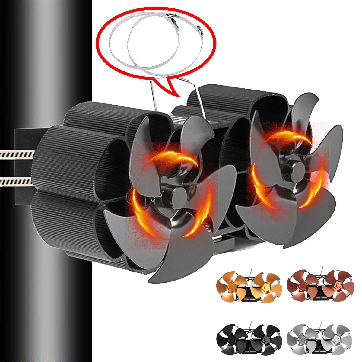 0-лопатковый вентилятор для камина, работающий от тепла камина, бесшумный, эффективный, распределяет тепло по дому.
