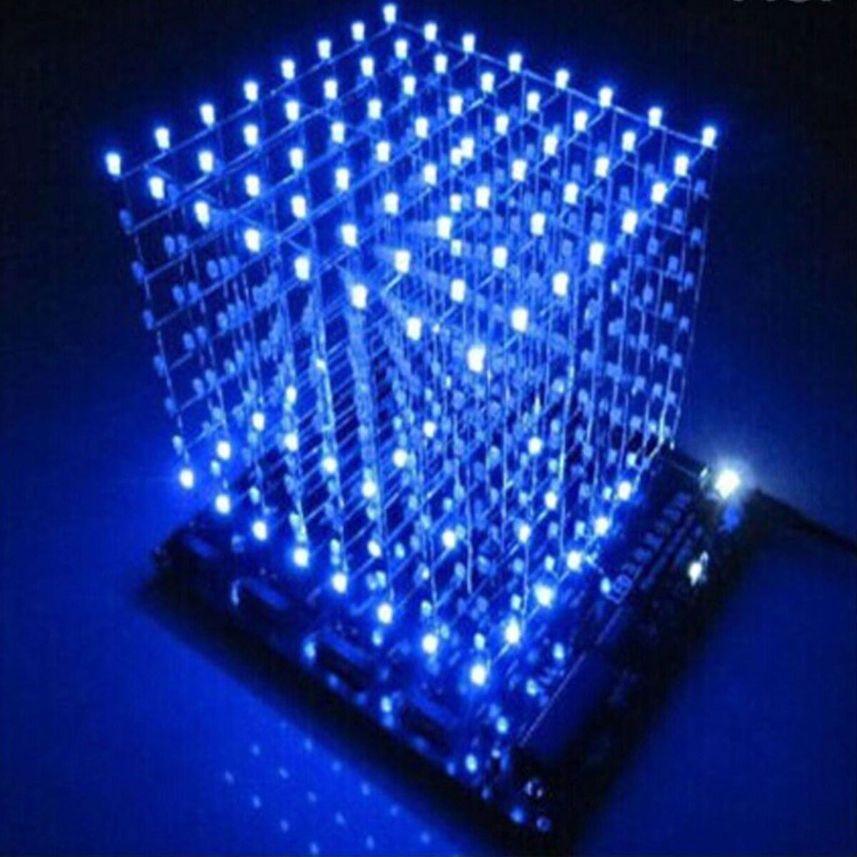 DIY Square 8x8x8 3D Light Electronic Cube Kit Blue Red LED Spectrum Board