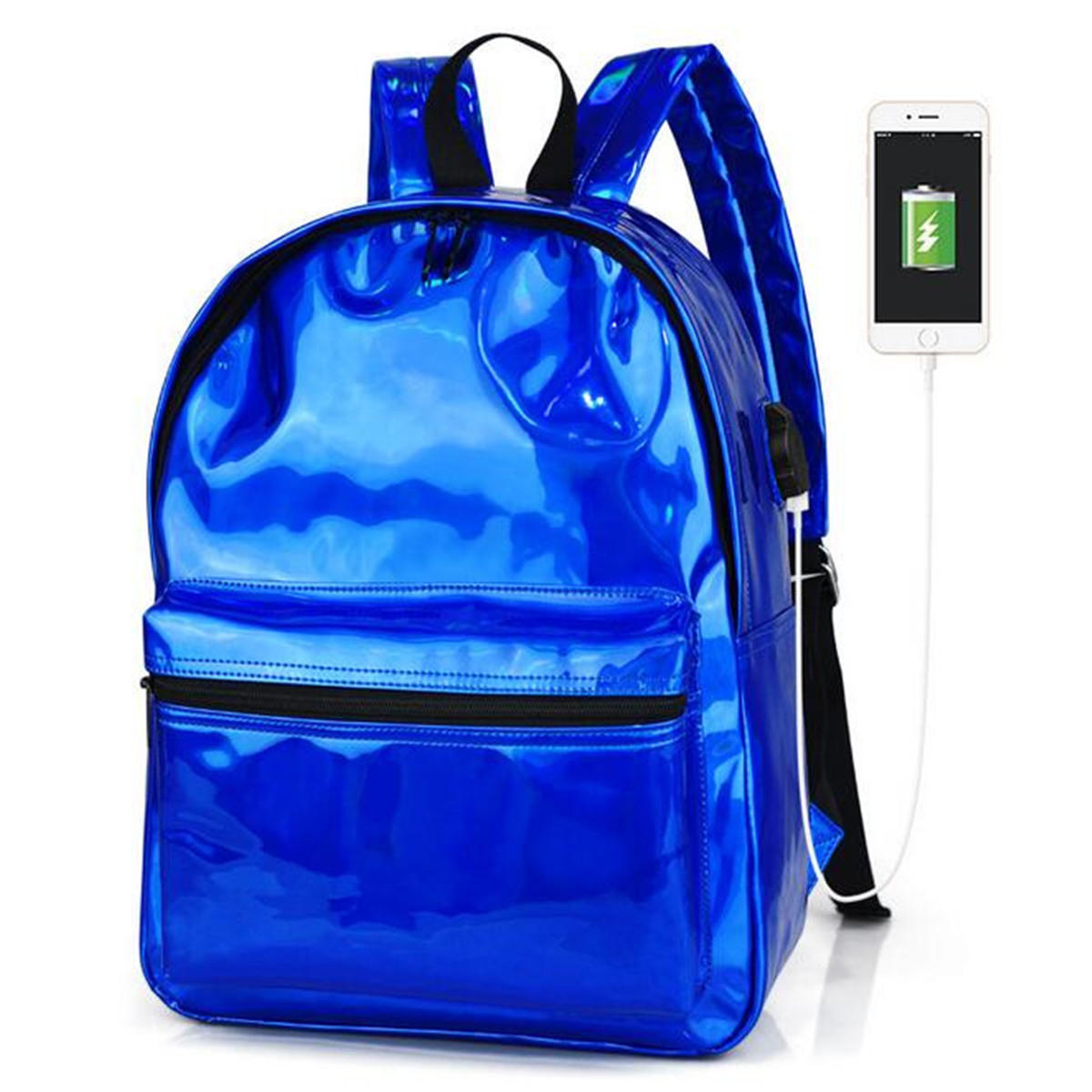 Usb pu backpack waterproof 14 inch laptop school bag camping travel