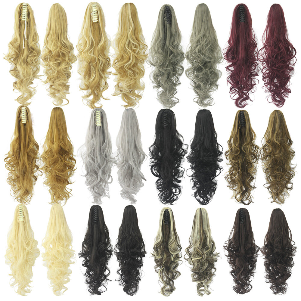 30 Colors Ponytail Hair Extension High Temperature Fiber Catch Clip Long Curly Straight Ponytail