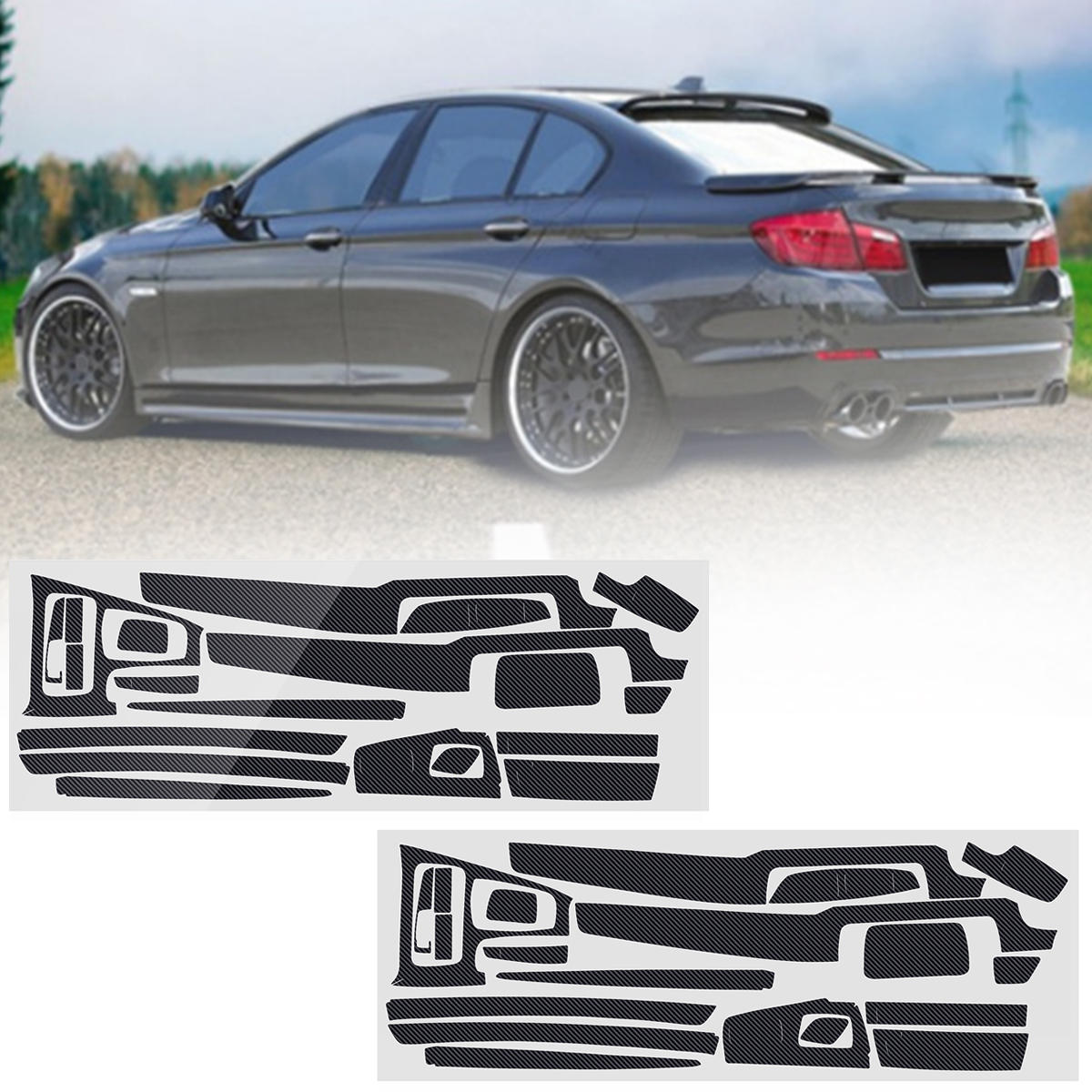 Koolstofvezel patroon auto-interieur Dashboard Sticker Wrap decoratie voor BMW 5-serie F10 F18 2011-