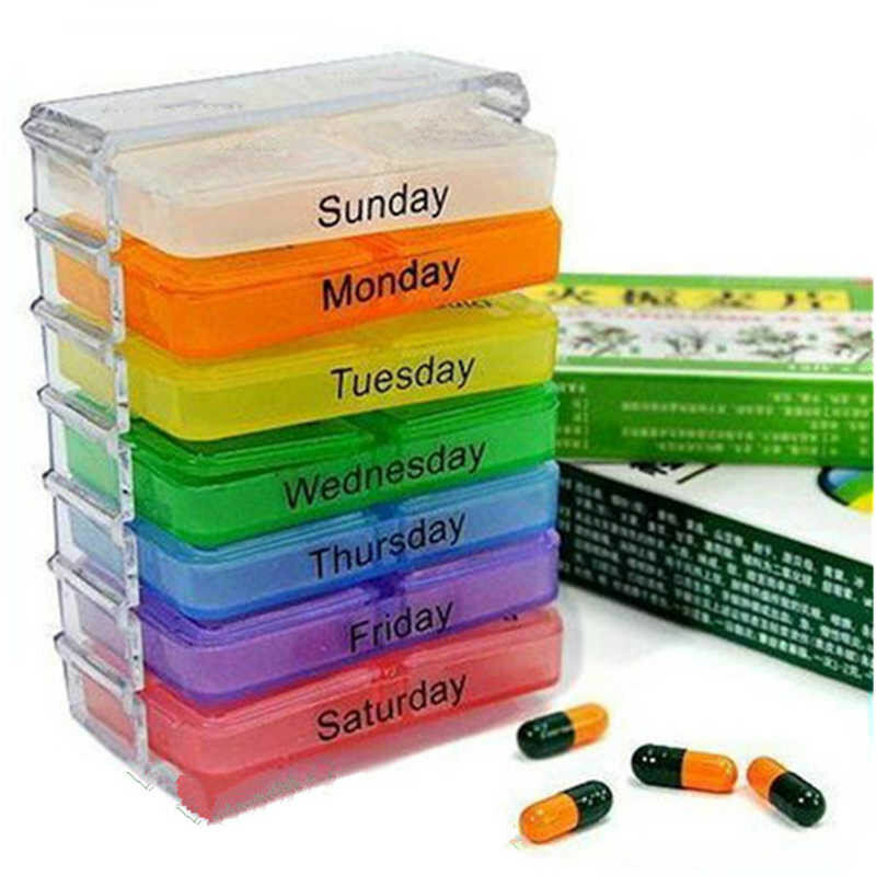 

Portable One Week Sealed Small Pill Box 7-Layer Folding Small Pill Case Tablet Storage Container