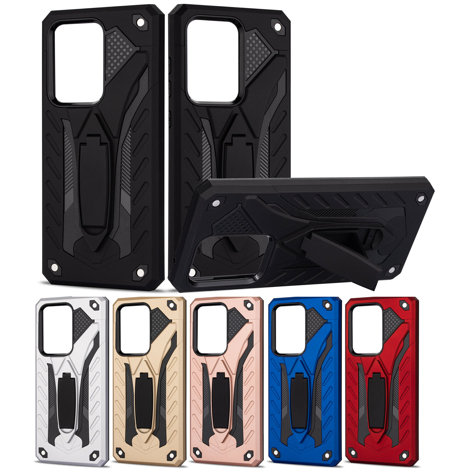 Bakeey Armor Shockproof Anti-Fingerprint with Ring Bracket Stand PC + TPU Protective Case for Samsun