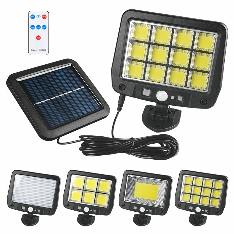 Lumière solaire extérieure LED 80/114/117/120 avec détecteur de mouvement, lumière LED d'urgence imperméable pour rue, jardin et porche
