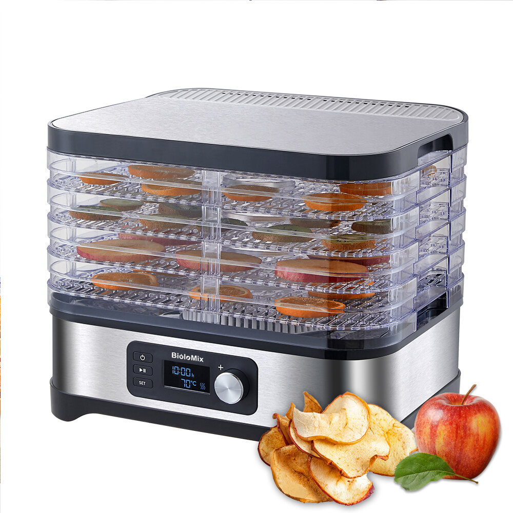 

BioloMix BPA FREE 5 Trays Food Dryer Dehydrator with Digital Timer and Temperature Control for Fruit Vegetable Meat Beef