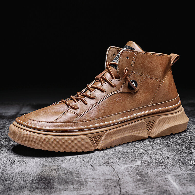 55% OFF on Men Microfiber Leather Waterproof High Top Sport Tooling Boots