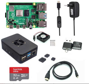 

Catda 4GB RAM Raspberry Pi 4B + Black Cover Box + Power Supply + 32/64GB Memory Card +Micro HDMI DIY Kit