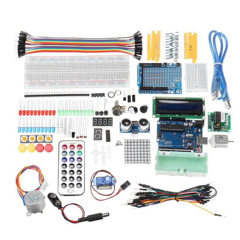 Basic Experimental Starter Kits With UNO R3 DC Motor LCD1602 Display With Plastic Box Package
