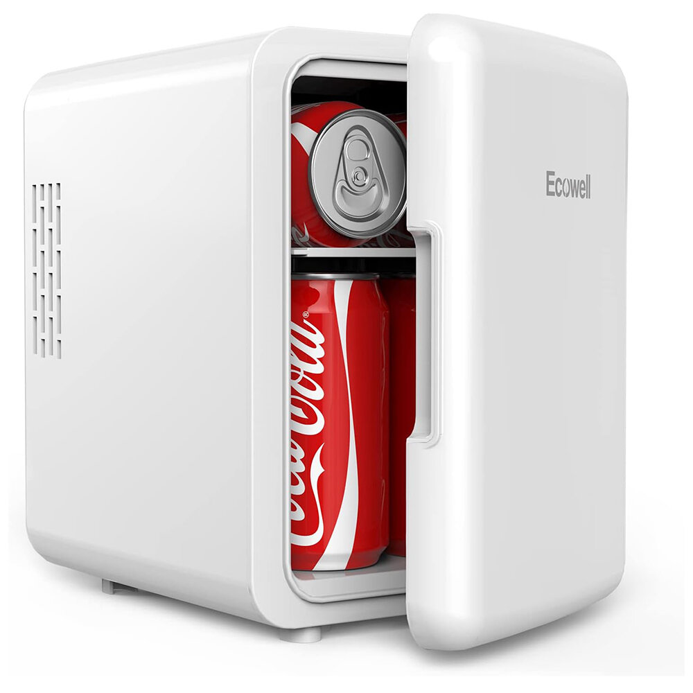 

[US Direct] ECOWELL WRE100 Mini Fridge for Bedroom 4L/6 Can Skincare FridgeAC/DC Portable Compact Small Refrigerator f