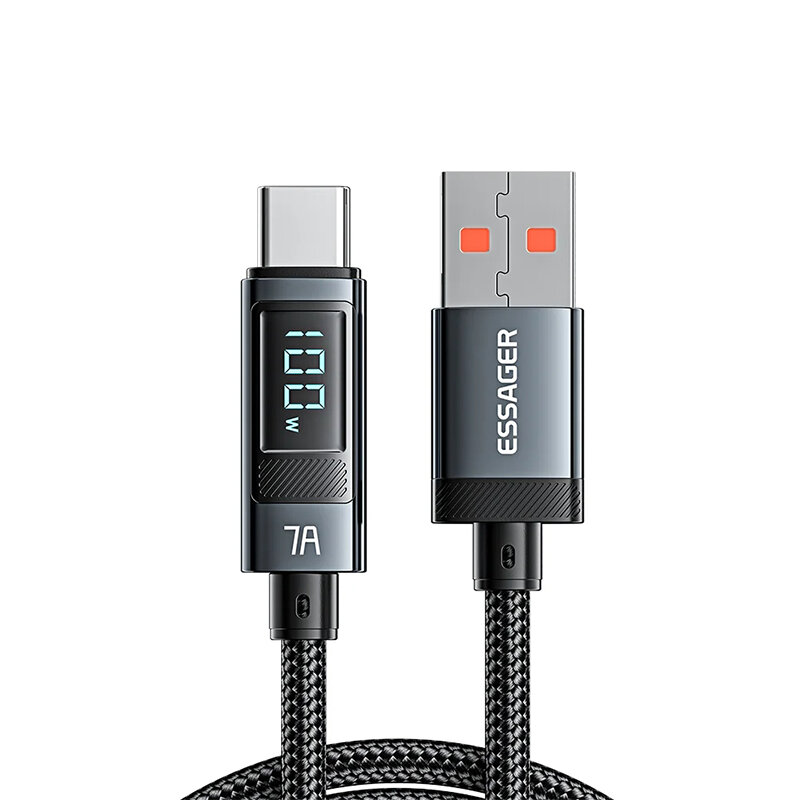 

ESSAGER 7A USB-A to Type-C Cable QC Fast Charging Data Transmission Copper Core Line 1M/2M Long for iPhone 15 15 Plus fo