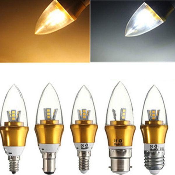 E27 / E14 / E12 / B22 / B15 3W LED warmes weißes / weißes 15SMD 2835 Goldene Kerze-Glühlampe-Lampe 85-265V