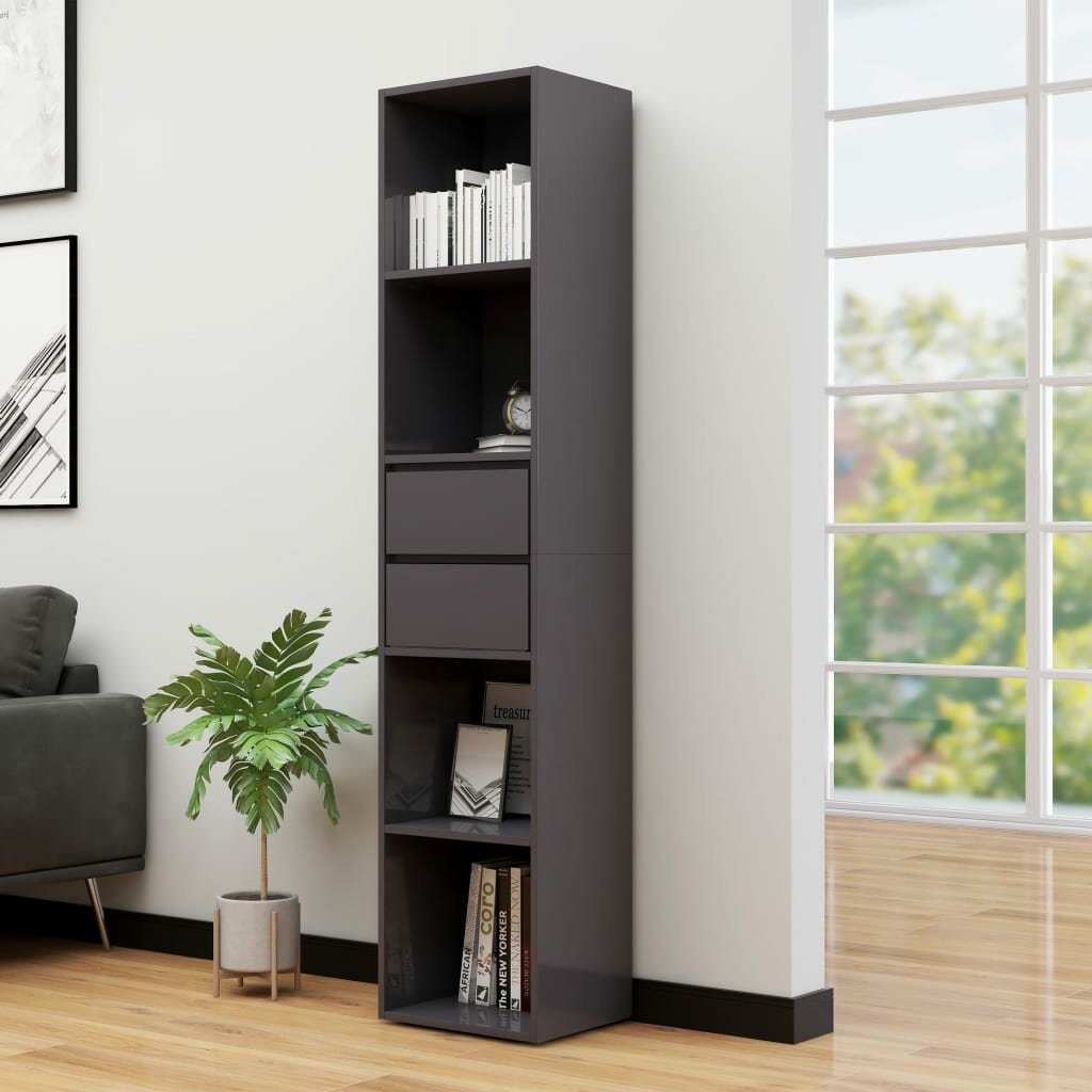 

Book Cabinet High Gloss Gray 14.2"x11.8"x67.3" Chipboard