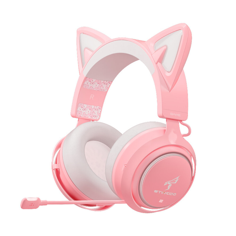 SOMiC GS510 Cat Ear Gaming Headset Pink 3 Version with Microphone Virtual 7.1 Sound Game/Live/Video 3 Mode for PS5/4 Com