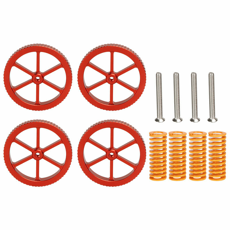

SIMAX3D® 4Pcs Upgraded Metal Red Hand Screwed Leveling Nut + 4pcs Spring&Screws for Creality 3D Ender-3 Series 3D Printe