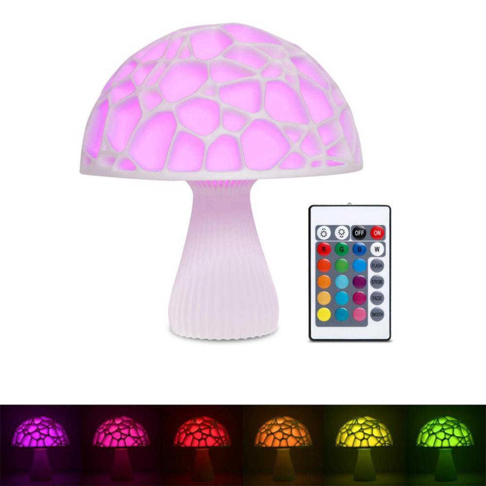

20cm 3D Mushroom Night Light Remote Touch Control 16 Colors USB Rechargeable Table Lamp for Home Decoration