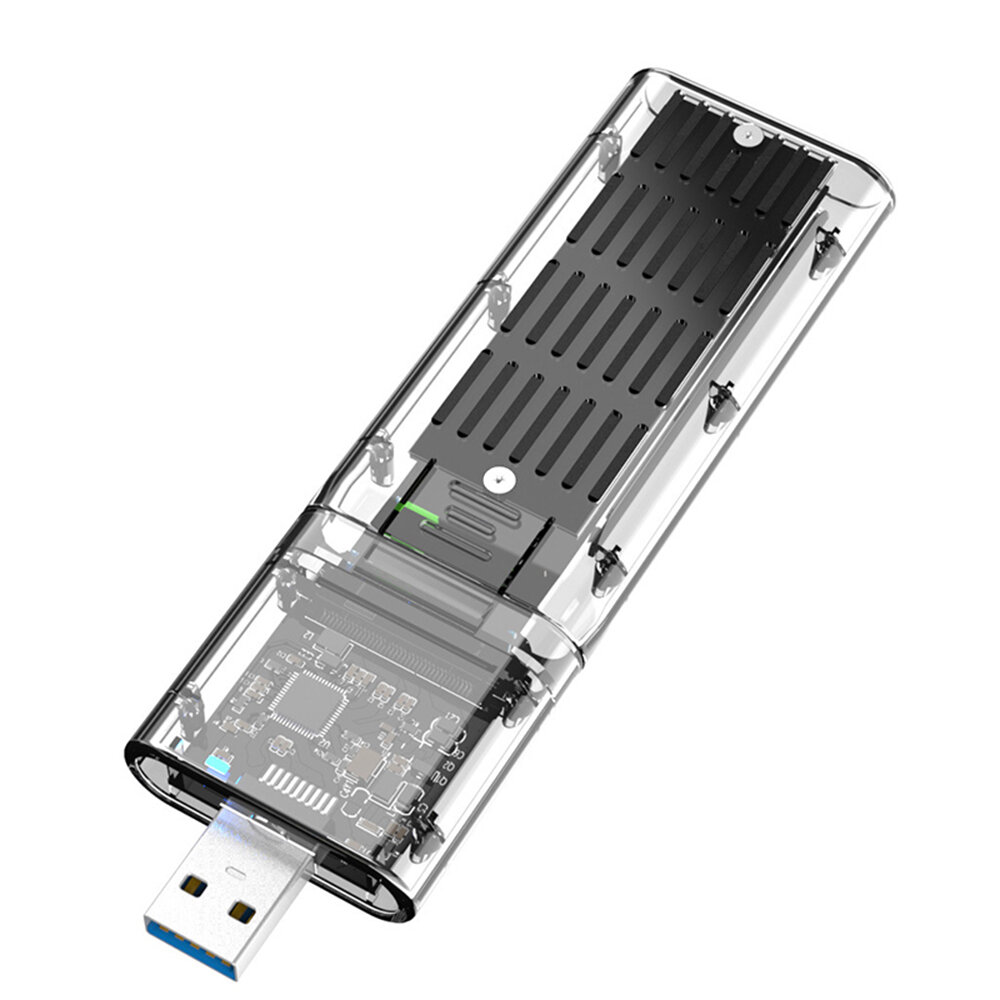 AODUKE M.2 NGFF SSD Enclosure USB 3.0 Gen1 5Gbps Transparent M.2 SATA Mobile Hard Disk Case for SSD Size 2230/2242/2260/