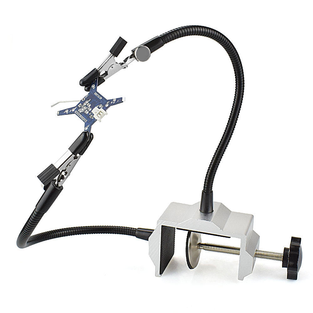 

NEWACALOX Bench Vise Aluminum Table Clamp Soldering Iron Holder Soldering Station PCB Fixture Helping Hands with 2 Flexi