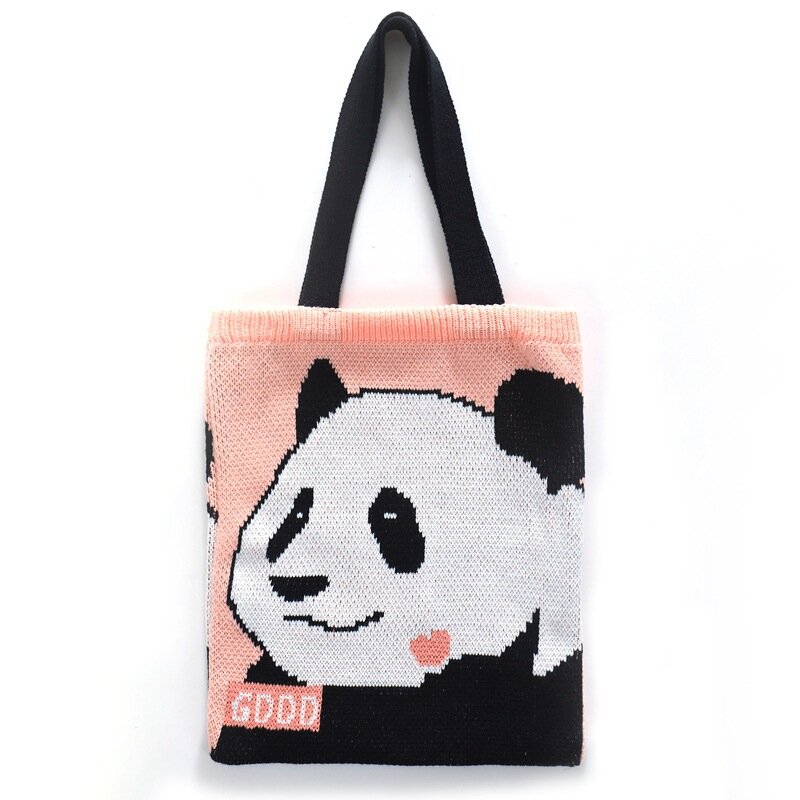 Olympische Winterspelen Peking 2022 Leuke Panda Afdrukken Handtas Polyester Vezel Grote Capaciteit W