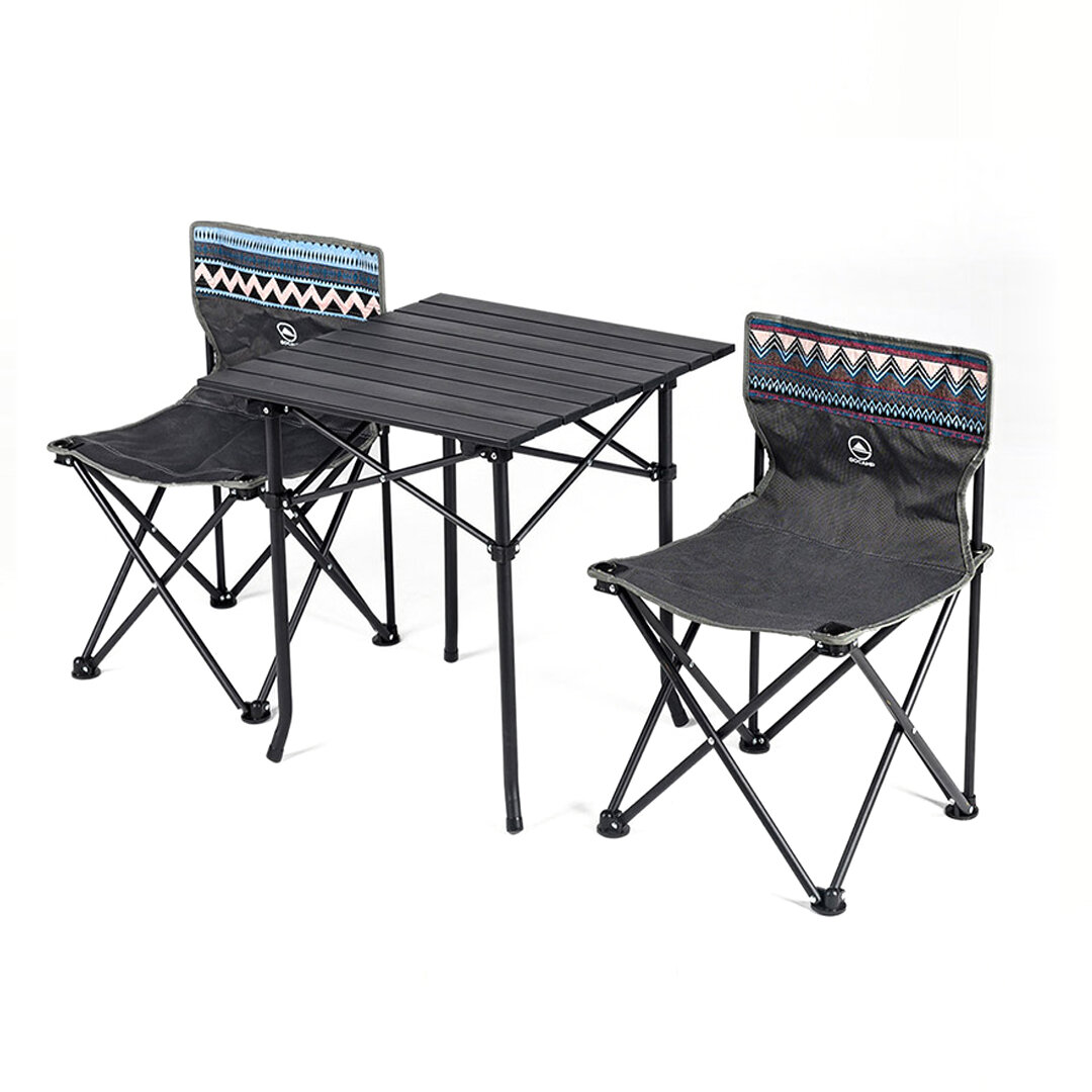 Ensemble de table et chaise pliantes portables GOCAMP pour camping en plein air, pique-nique, barbecue, charge maximale de 120 kg.