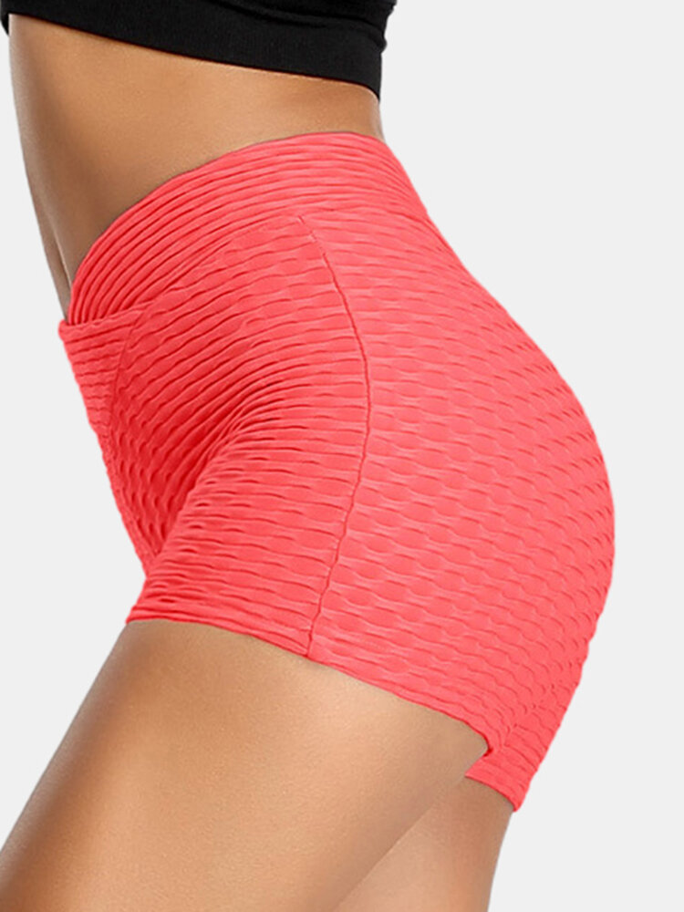 Dames effen kleur V-taille elastische sport Yoga korte broek