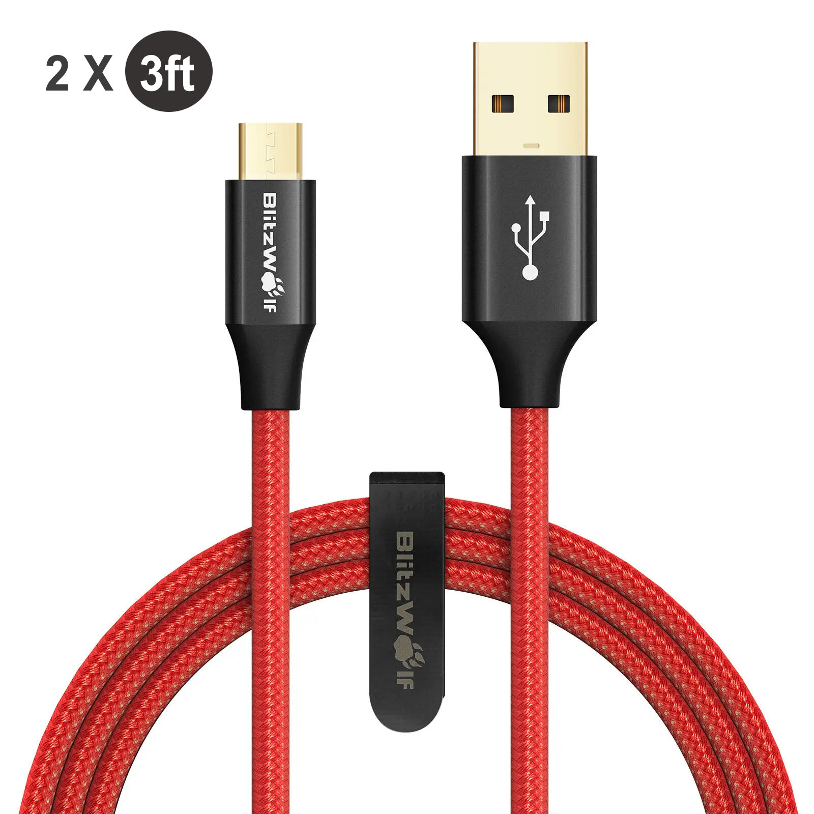 

[2 Pack] BlitzWolf® AmpCore Turbo BW-MC7 2.4A Braided Durable Micro USB Charging Data Cable 3ft/0.9m ASUS ZenFone Max Pr