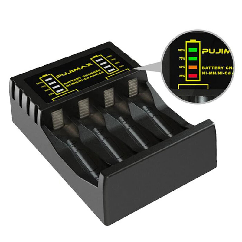 PUJIMAX 4 Slots Electric Battery Charger Intelligent Fast LED Indicator USB Charger For AA/AAA Ni-MH/Ni-Cd Rechargeable