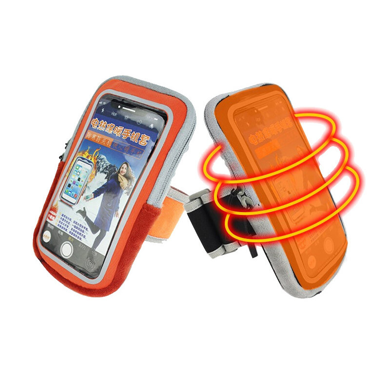 Étui chaud pour téléphone portable chauffant électrique WARMSPACE avec cordon, housse de sac chaud avec chauffage électrique par USB, évite l'arrêt automatique, convient pour la plupart des téléphones à écran de 5 à 7 pouces