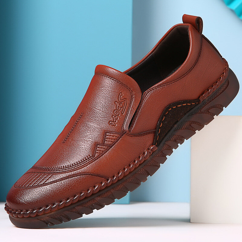Mannen echt leer ademend comfortabel Soft zool antislip casual zakelijke schoenen