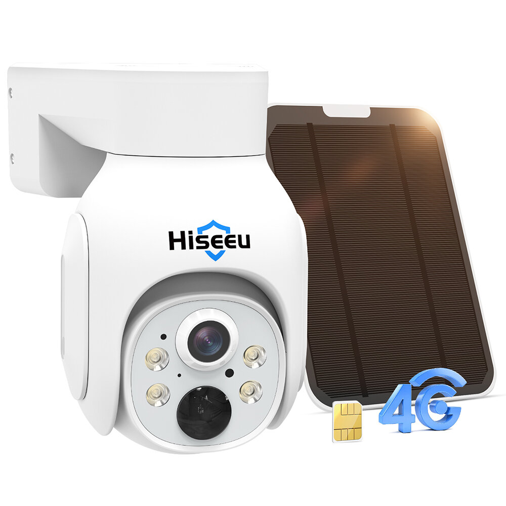 

HISEEU TD473Wireless 4G Outdoor Solar Powered Security Camera 360° Monitoring PTZ HD Color Night Vision 2-Way Talk IP6