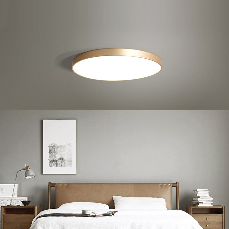 

5cm Ultra-thin Gold LED Ceiling Light Modern Round Surface Mount Flush Panel Ceiling Lamp with Remote Control for Foyer