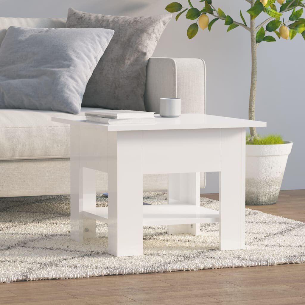 

Coffee Table High Gloss White 21.7"x21.7"x16.5" Engineered Wood