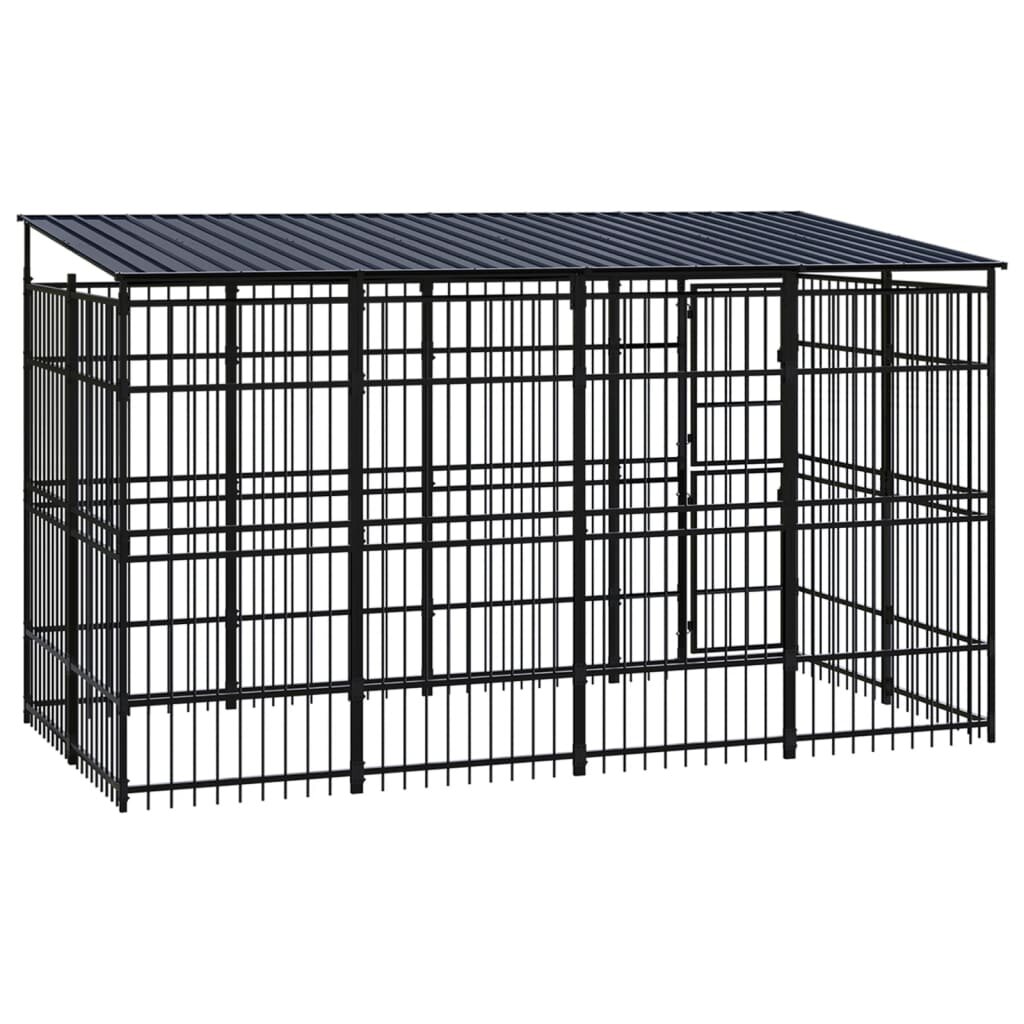 

Outdoor Dog Kennel with Roof Steel 79.3 ft²