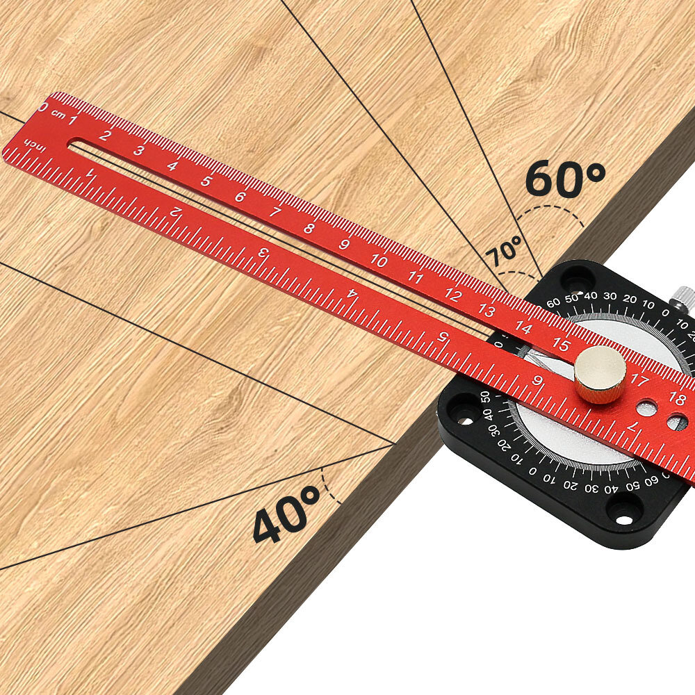 300mm 12 Inch Woodworking Scriber Compass Angle Scoring Ruler Adjustable T-type Ruler 360 Degree Angle Marking Gauge