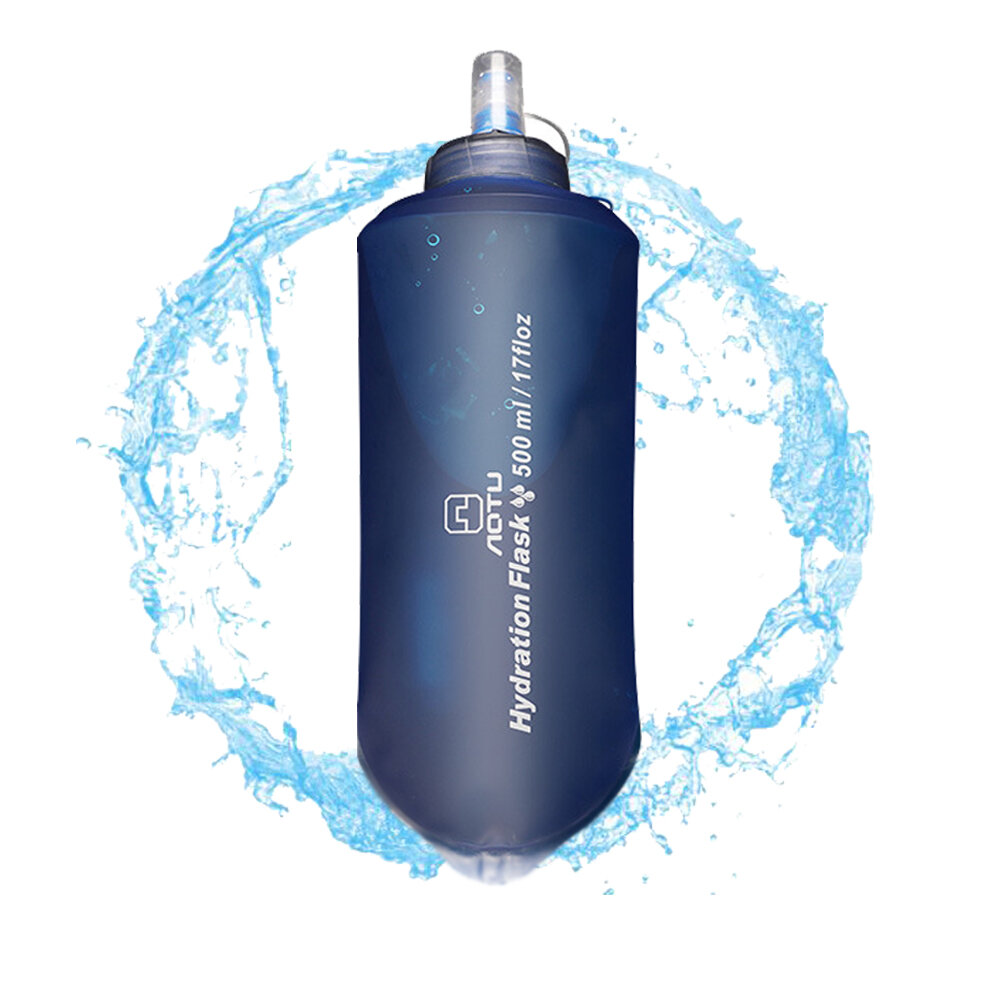 AOTU 500ML Katlanabilir BPA'sız Su Şişesi, Sızdırmaz SoftBottle, TPU Seyahat Bardağı, Spor Kamp Bisiklet Koşu için Hafif.