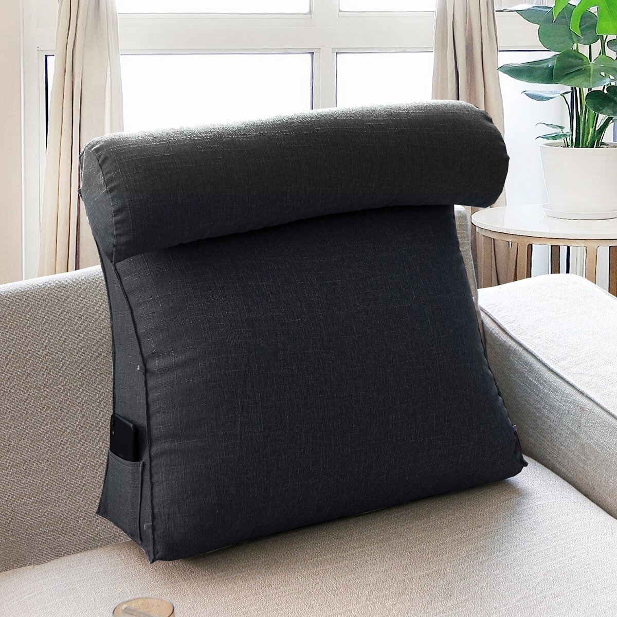 Back Wedge Cushion Adjustable Slub Triangle Soft Support Pillow 45x45x20CM