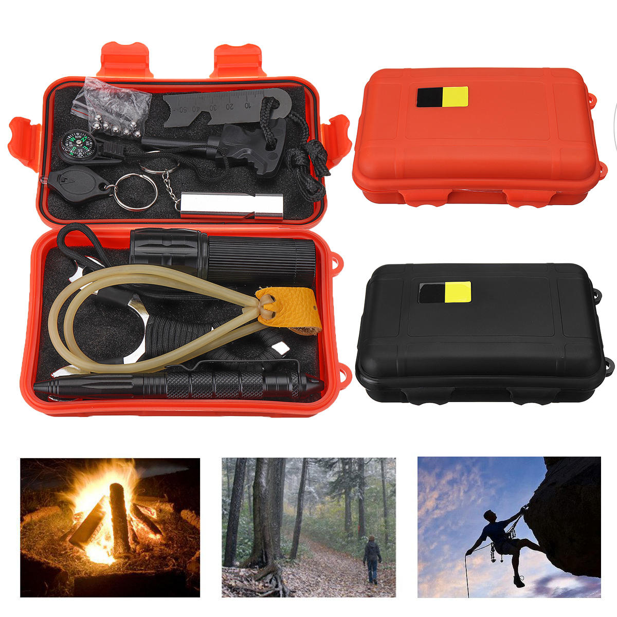 Εξωτερικό 7 σε 1 EDC επιβίωση εργαλεία περίπτωση SOS Emergency Multifunctional Kits Box κατασκήνωση πεζοπορία