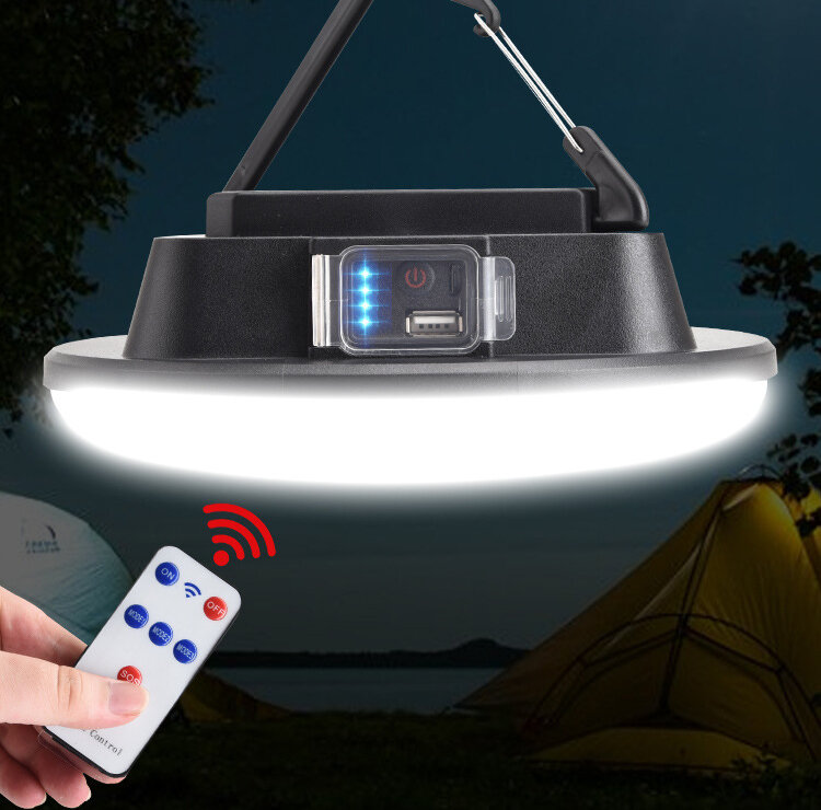 Lampe de camping solaire LED Bikight® avec télécommande, étanche IPX6, projecteur extérieur à 3 modes pour suspendre dans la tente
