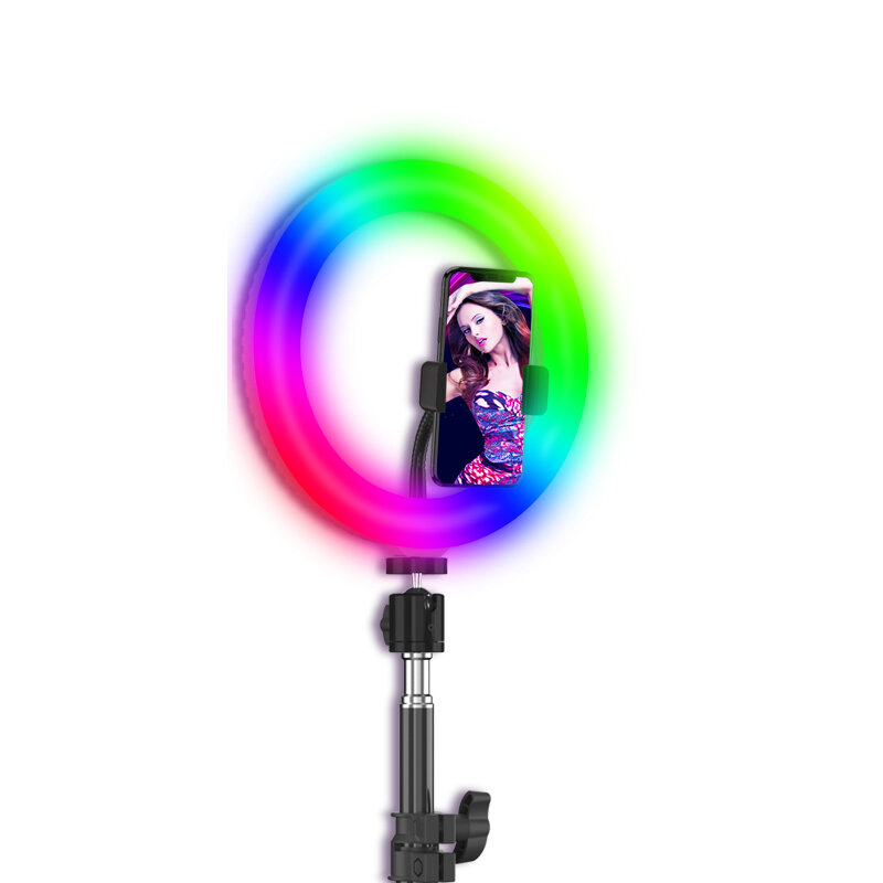 Bakeey RK-62 RGB 7 Inch Dimbaar 3000K-7500K Lamp Statiefstandaard Colorful Marguee Anker Live Stream