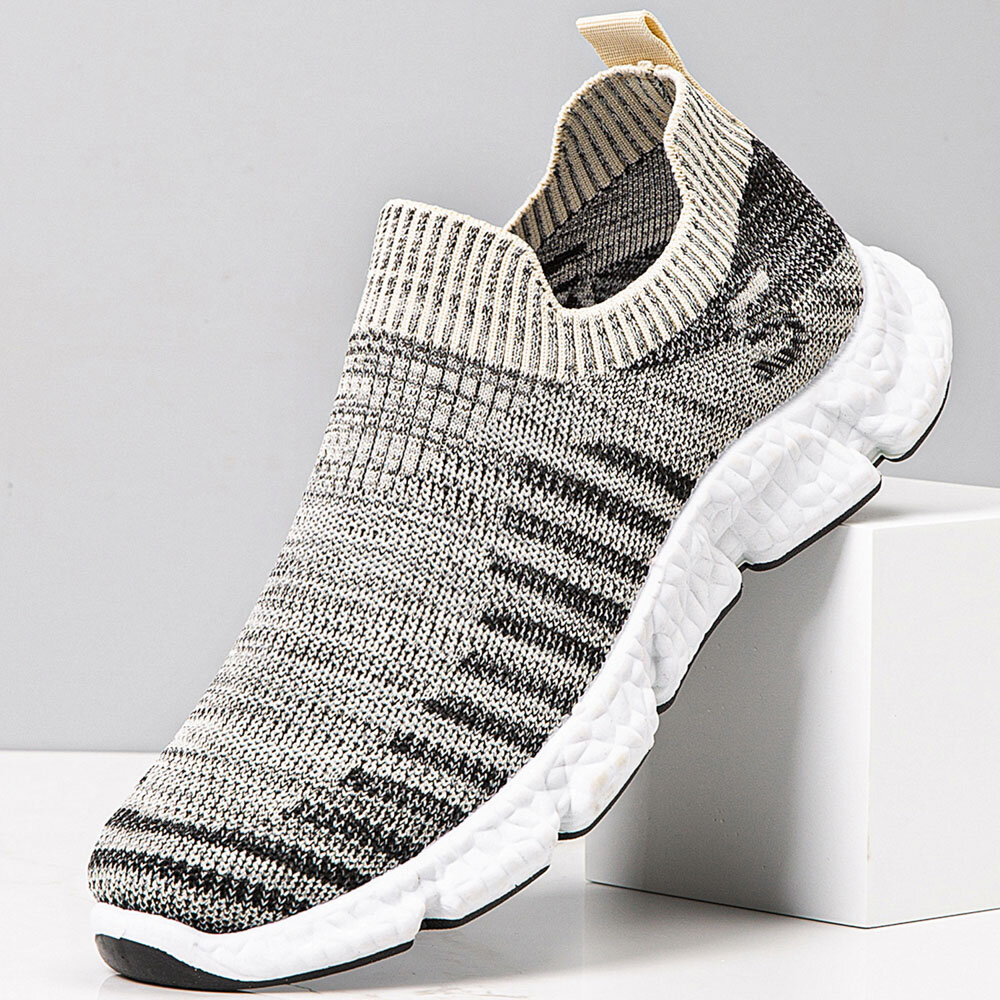 Men Soft Sole Slip Resistant Breathable Outdoor Sport Running Shoes Flying Knit Shoes