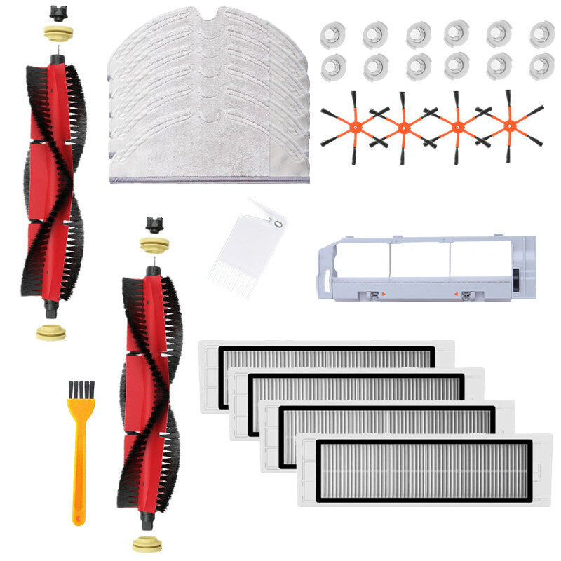 31pcs Replacements for Xiaomi Roborock S6 S55 Vacuum Cleaner Parts Accessories Main Brushes*2 Side Brushes*4 HEPA Filter